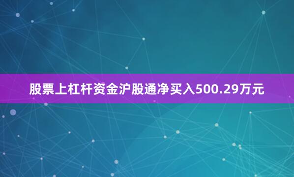 股票上杠杆资金沪股通净买入500.29万元
